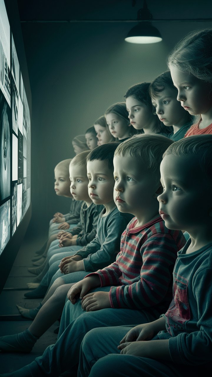 Très jeunes enfants devant des écrans d'ordinateur